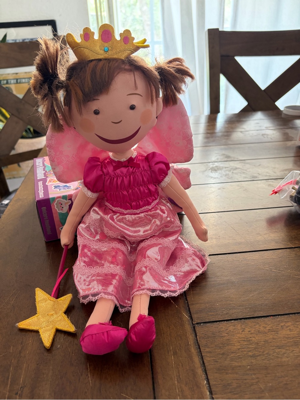 Vtg  Pinkalicious Fair Stuffed Plush Doll 18” w/Gold Crown